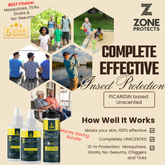 Insect Repellent, Picaridin Unscented Bundle 2 Pack of 4oz + Refill