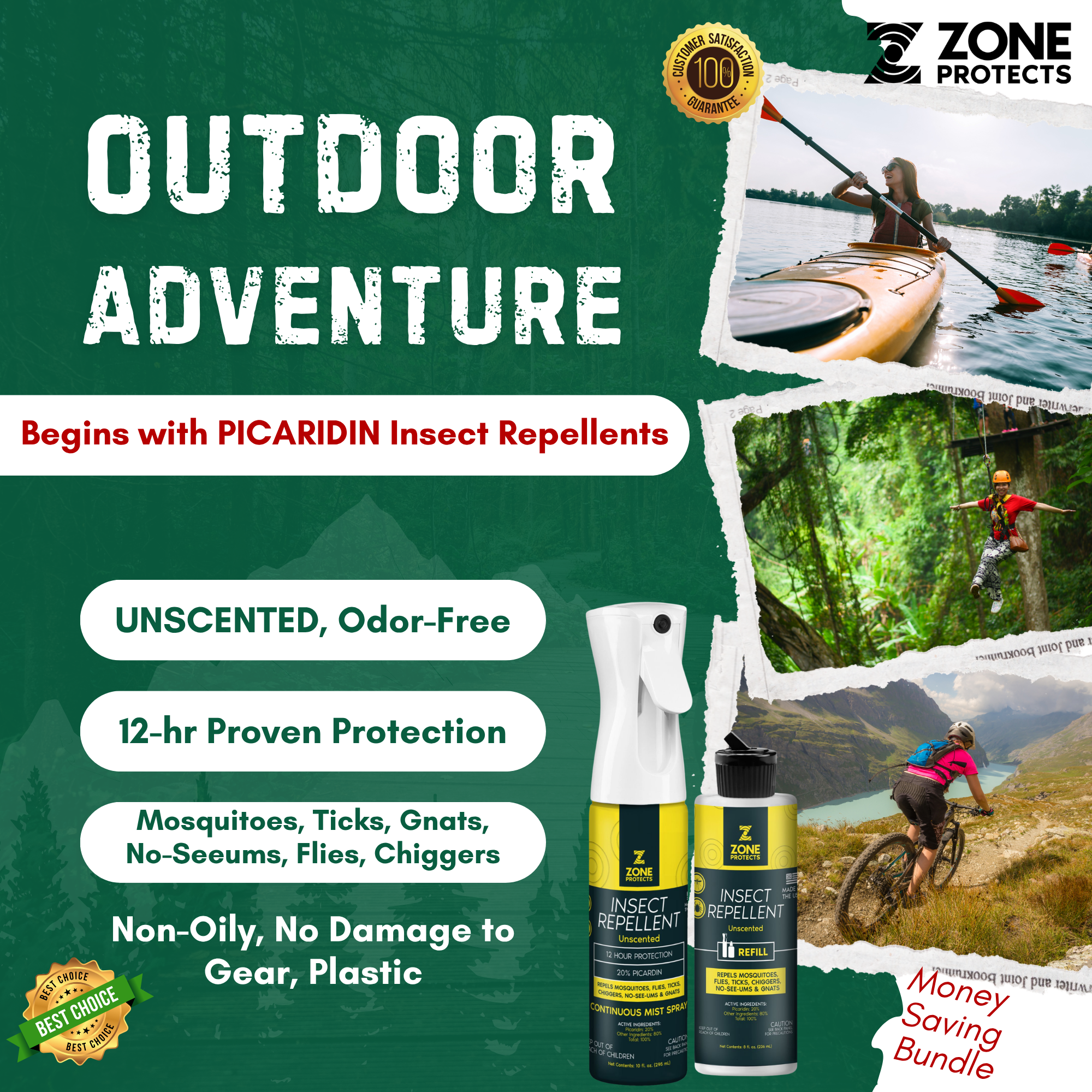 Insect Repellent, Picaridin, Unscented Mistosol + Refill Combo