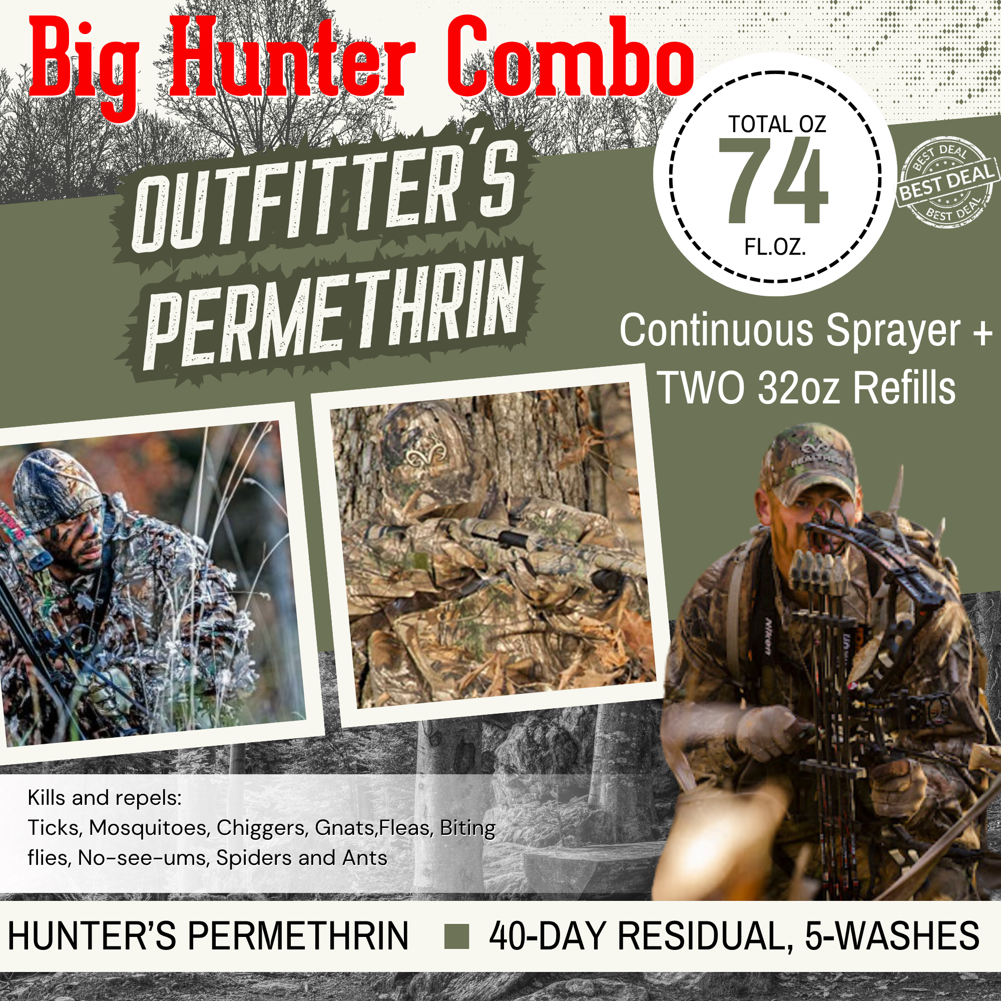 Realtree Outfitter's Big Hunter Combo; Mistosol + Two 32oz Refills