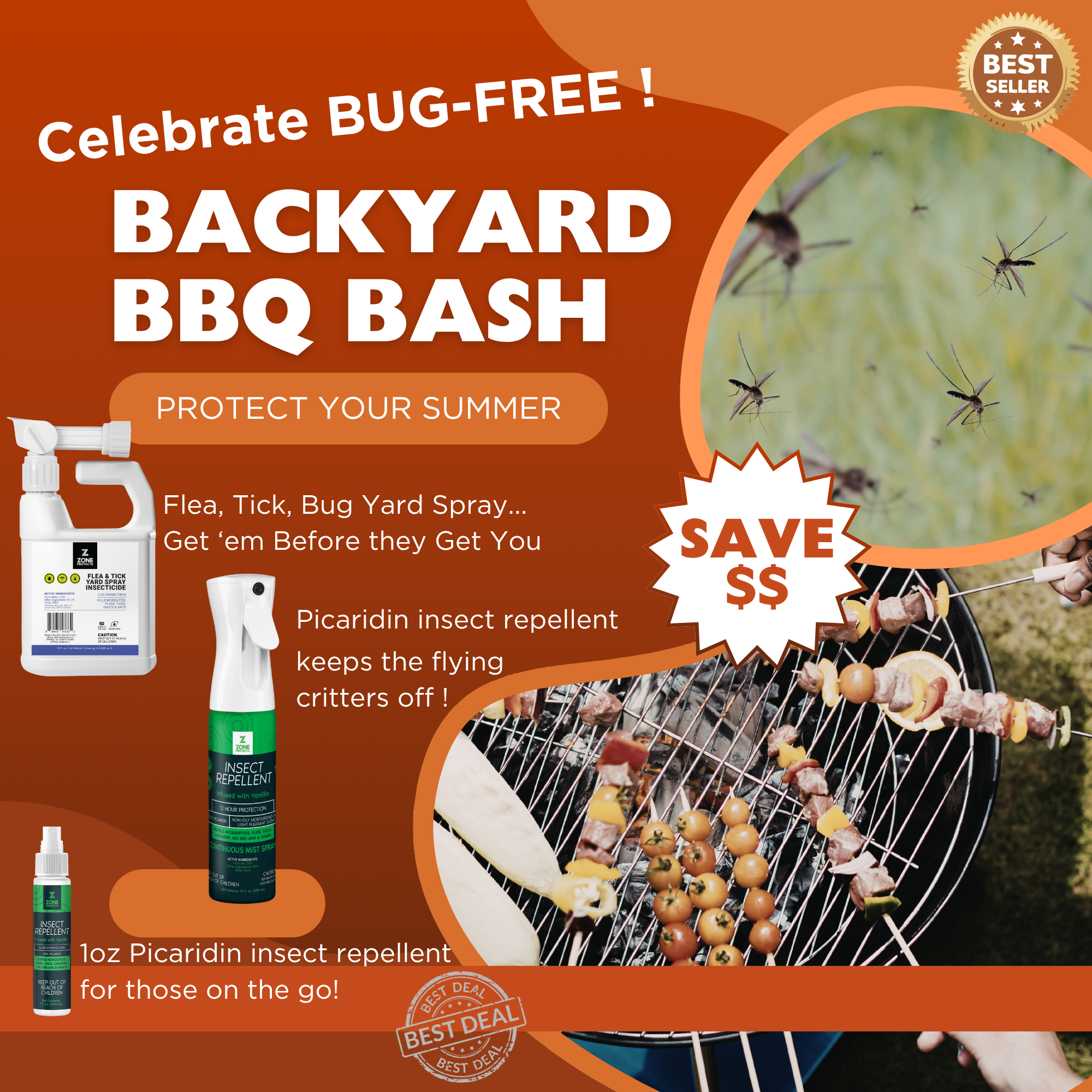BBQ Bundle; Yard Spray plus Personal Insect Repellents