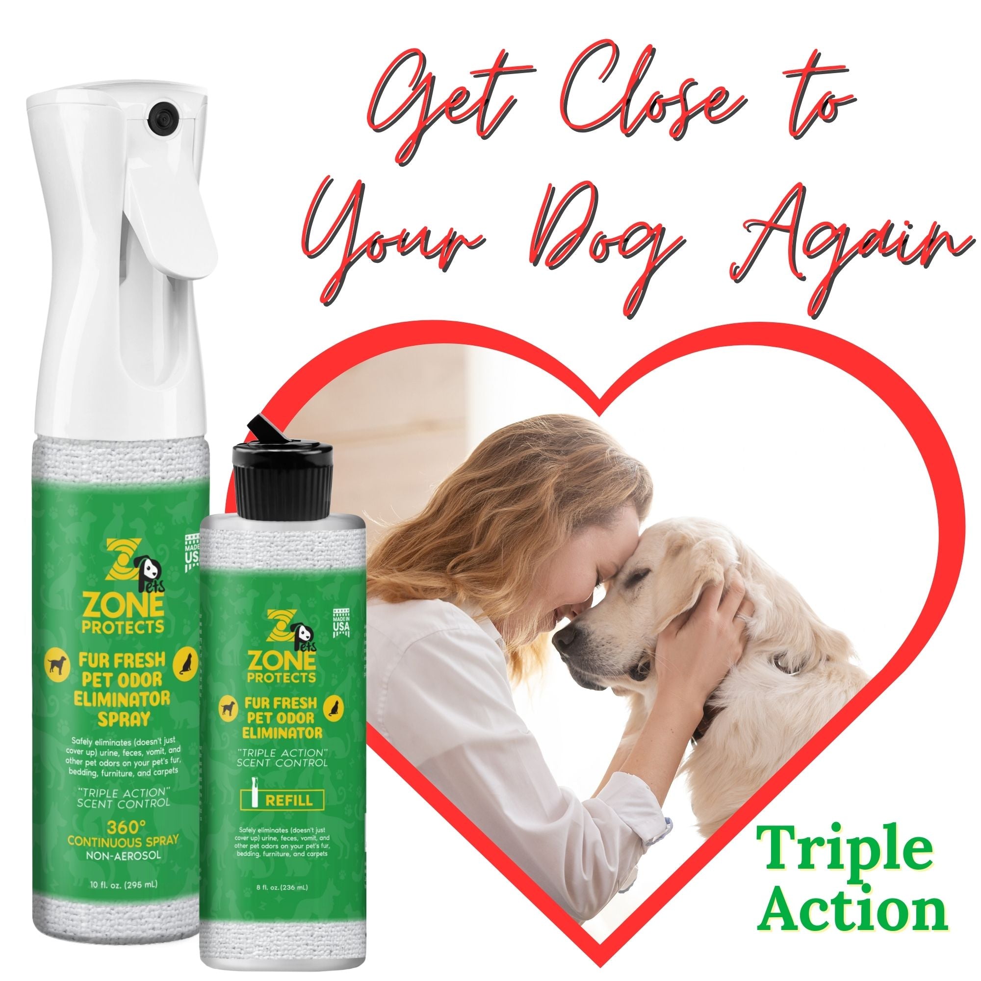 Fur-Fresh Pet Odor Eliminator Spray Continuous Spray + Refill Combo
