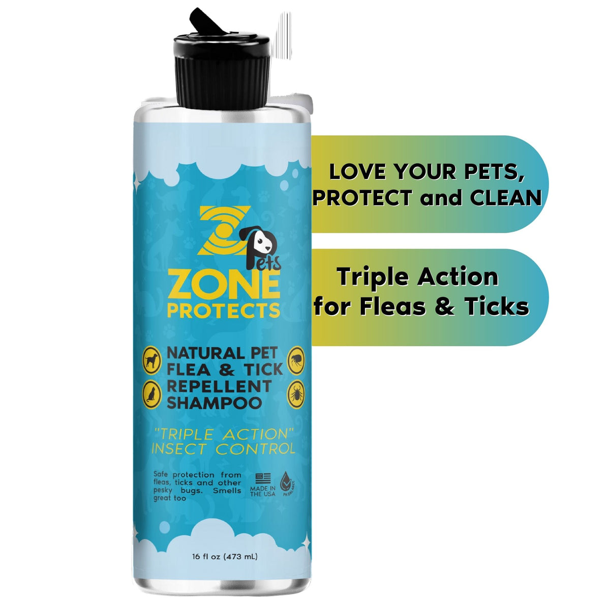 Zone Protects Pets Flea Tick Shampoo 16oz