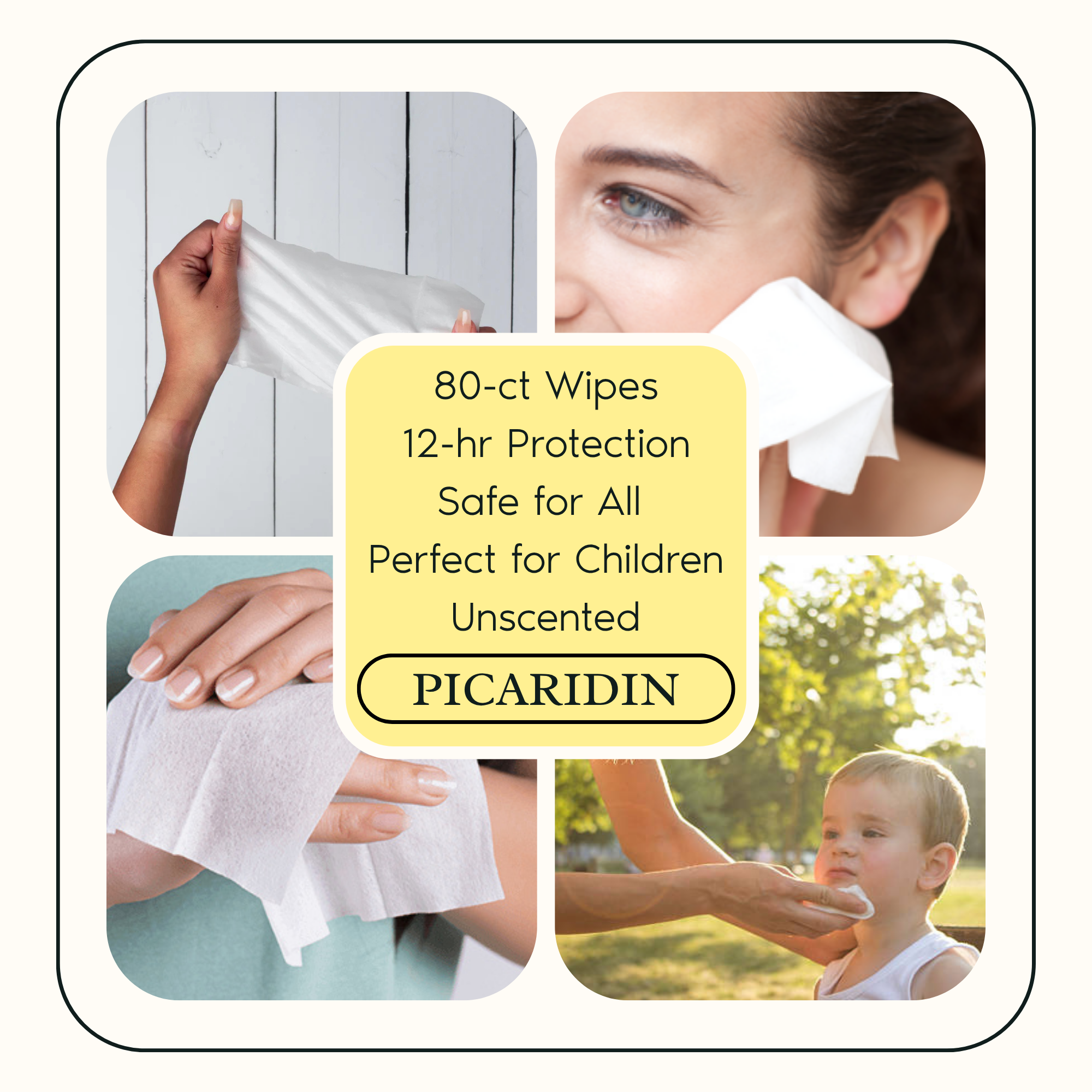 Unscented Picaridin Wipes, 80-ct