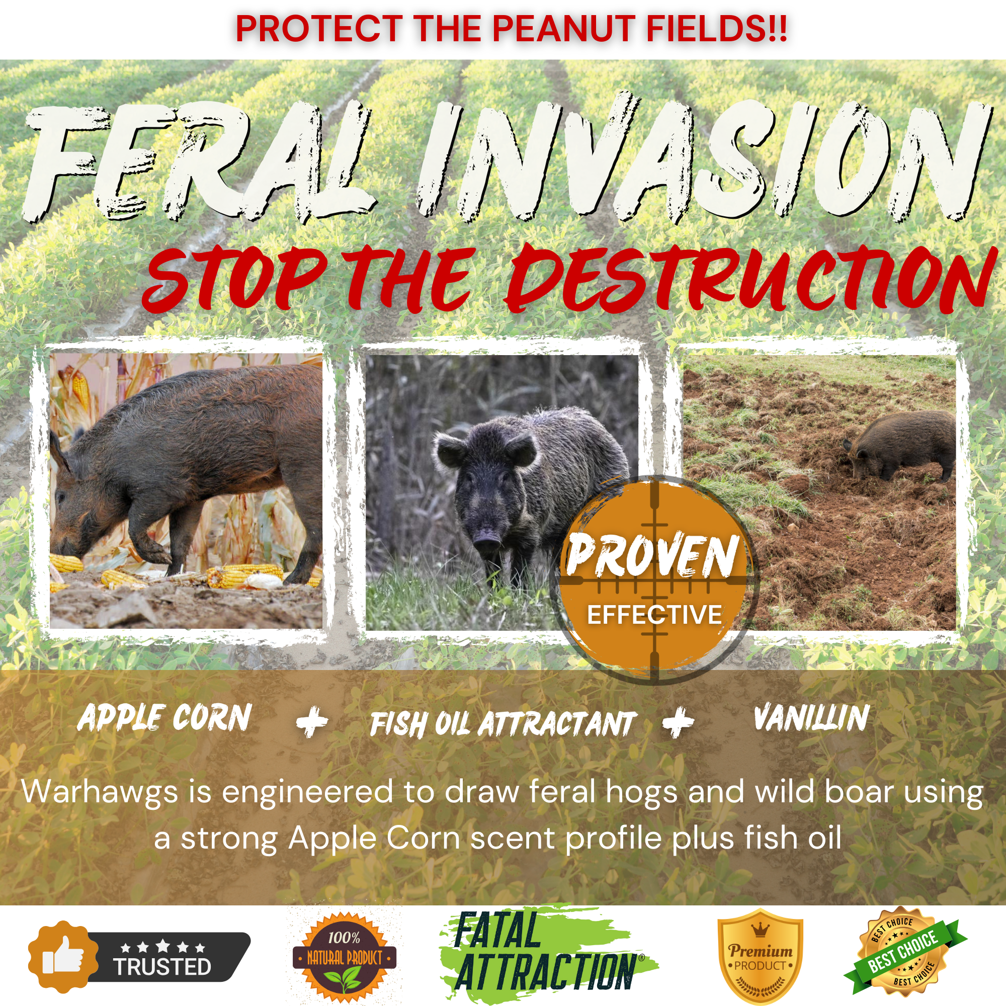 Predator Pest Bundle; Attract Hogs, Coyotes; Repel Bugs