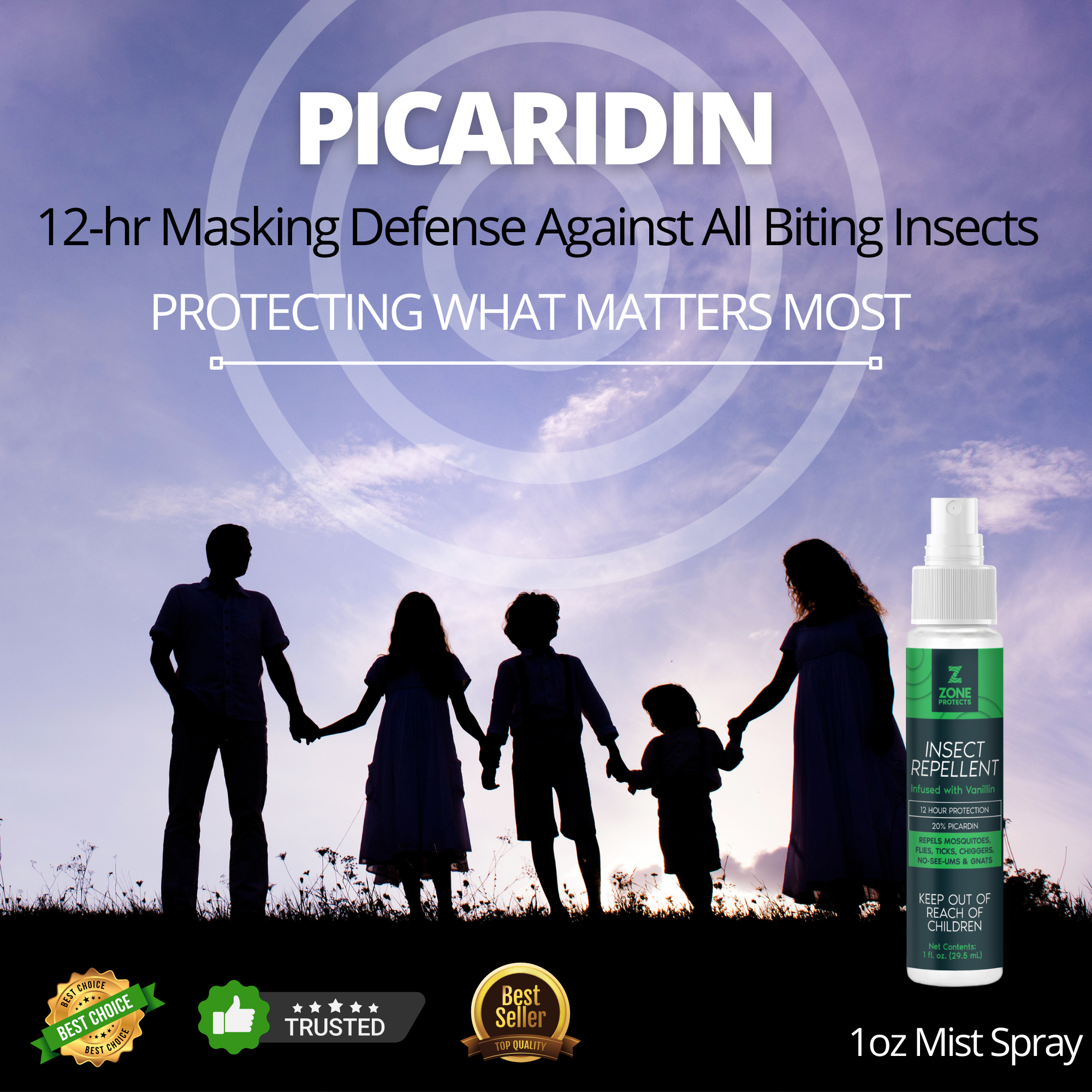 Scented Insect Repellent Spray, Family Pack 1oz Case + Refill Bundle