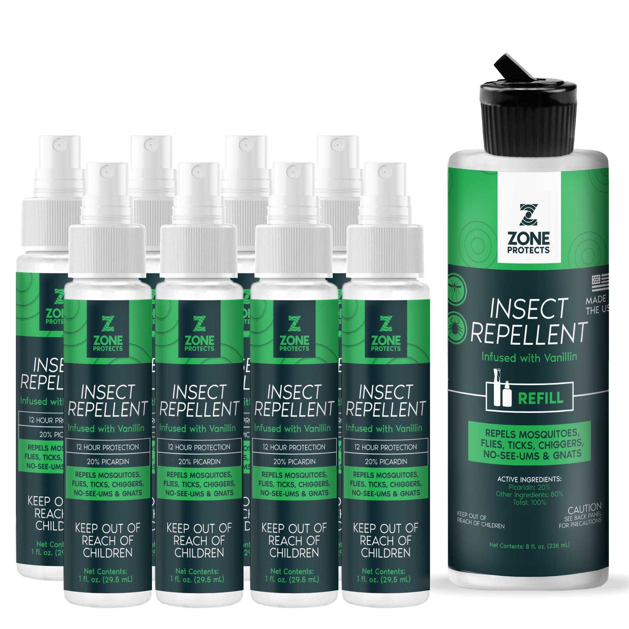 Scented Insect Repellent Spray, Family Pack 1oz Case + Refill Bundle ...