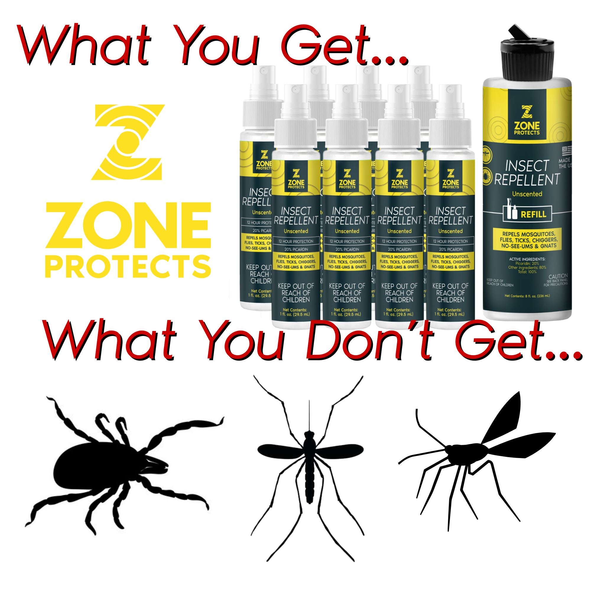 Unscented Insect Repellent Spray, 1oz Case + Refill Bundle
