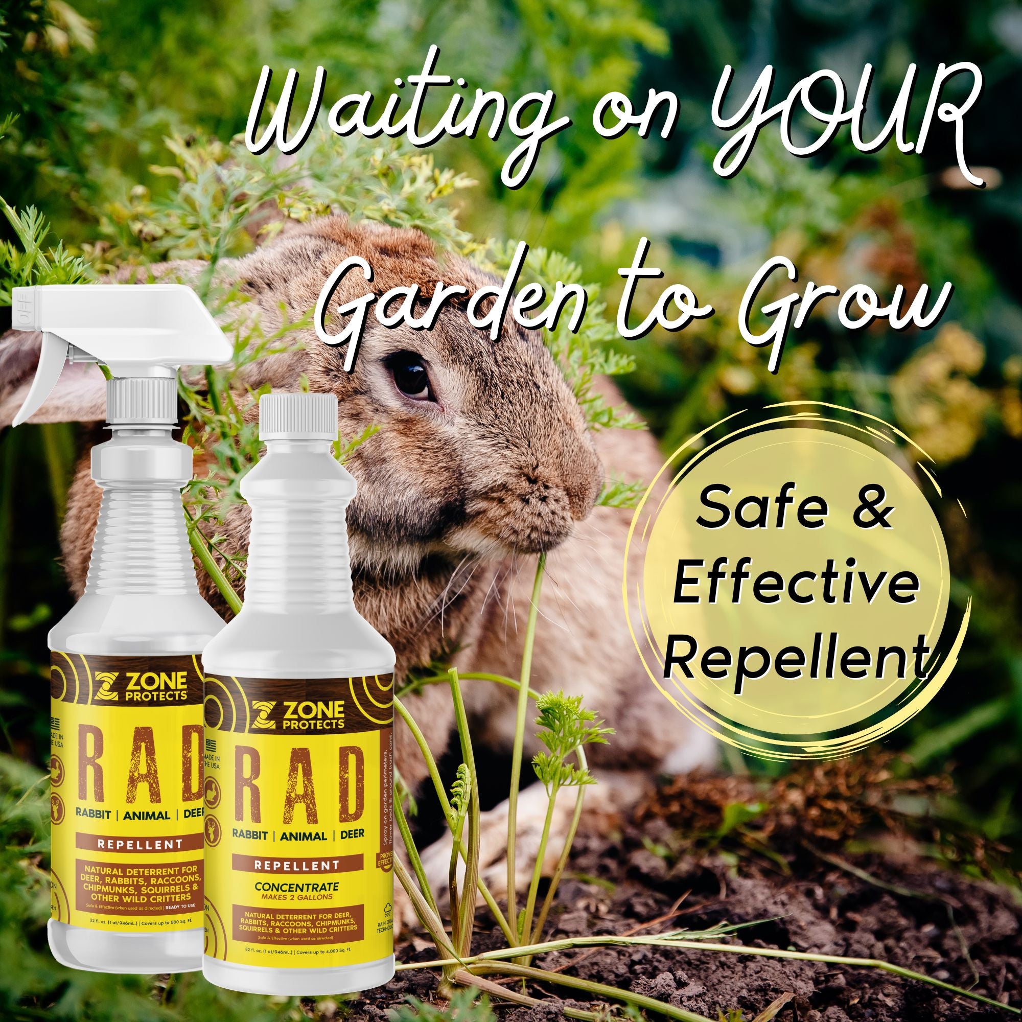 garden deer repellent spray R.A.D.; Rabbit Animal Deer Repellent 32oz Spray