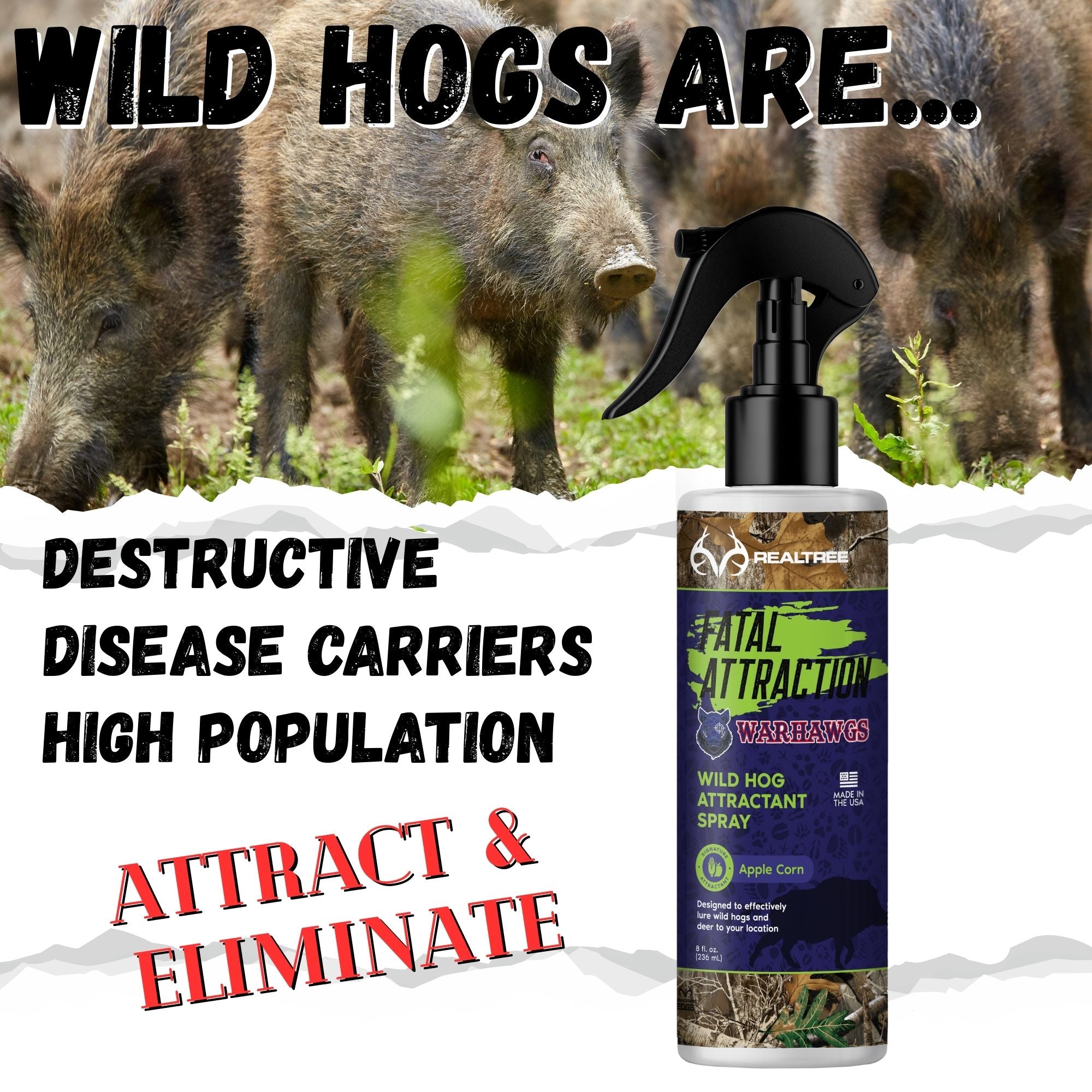 Realtree Fatal Attraction Warhawg Wild Hog Attractant – Apple Corn 8oz